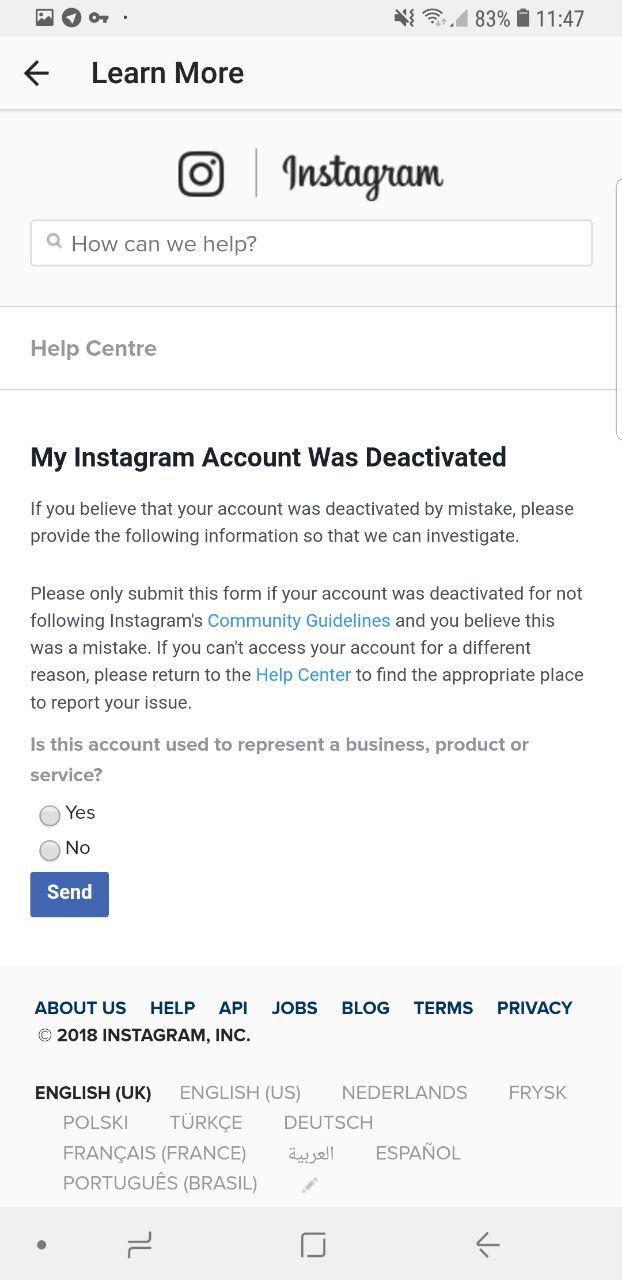  رفع مشکل غیر فعال شدن حساب کاربری در اینستاگرام